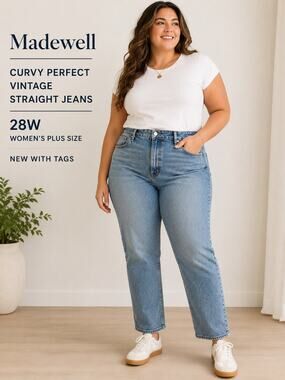 Madewell Curvy Perfect Vintage Straight Jeans 28W High Rise NWT